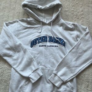 Jerzees Outer Banks White Hoodie with Blue Embroidery